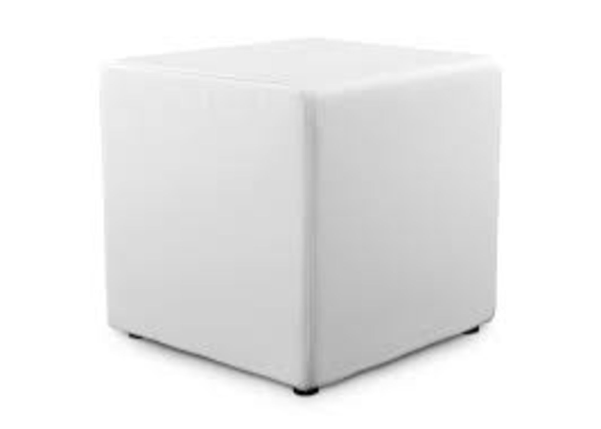 6 x upholstered white leather cube 400mm x 400mm x 400mm