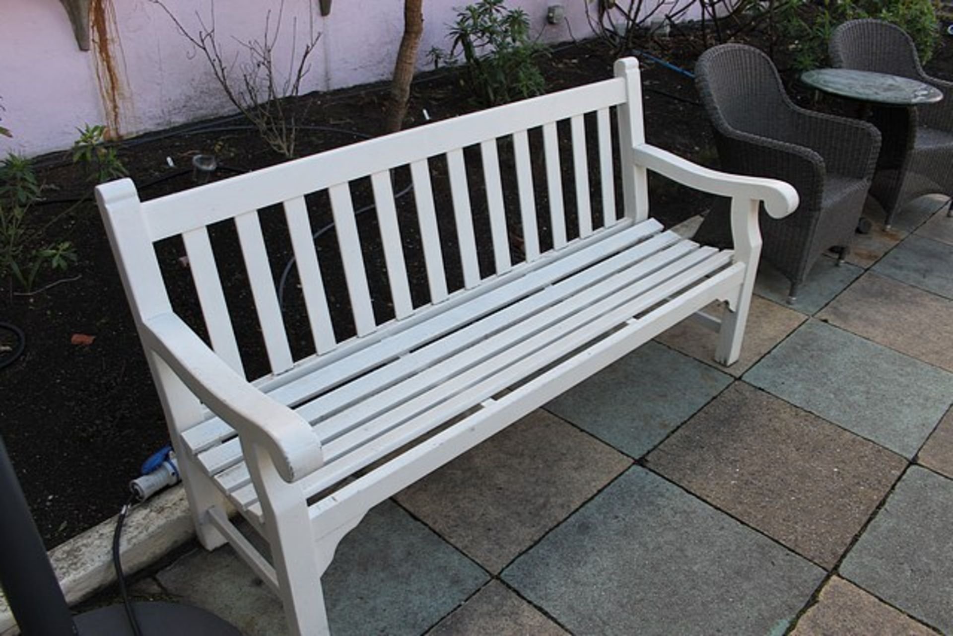 Teak white painted garden bench1800mm