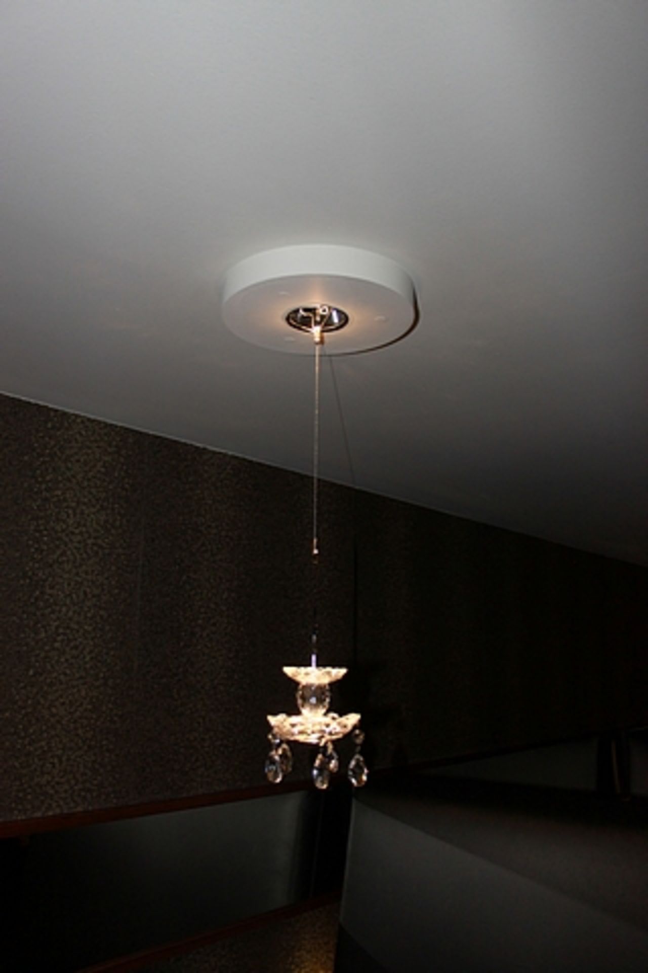 4 x single pendant crystal light fixtures 600mm drop - Image 2 of 2