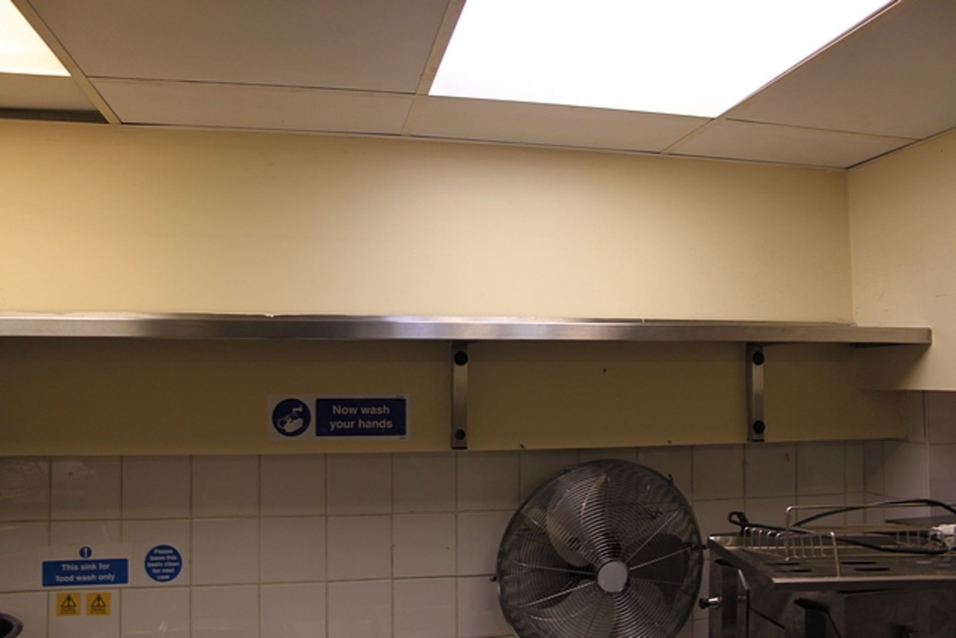 Stainless steel wall mounted shelf 2900mm x 300mm