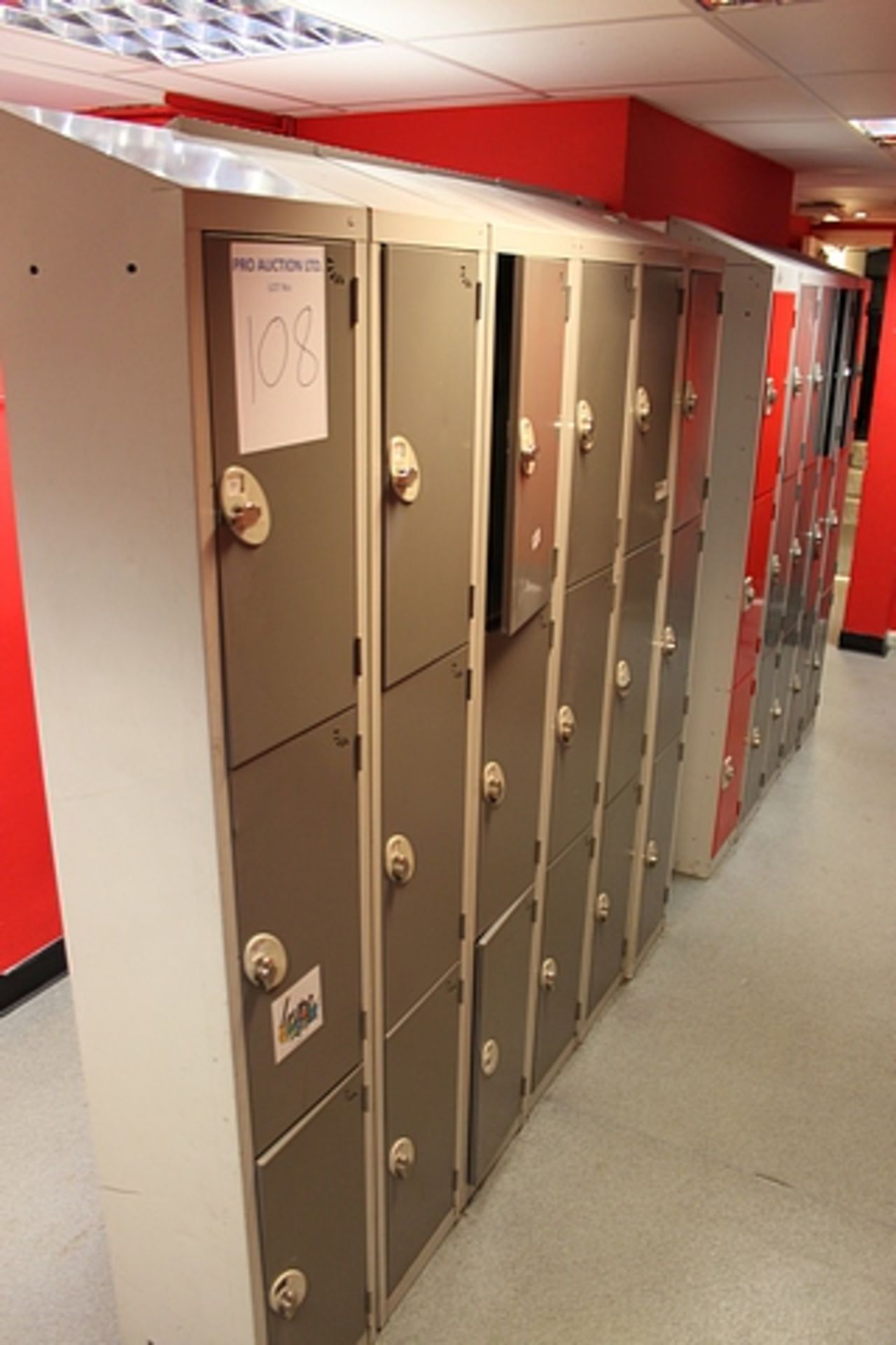 Biocote personnel locker powder coated grey 3 stacked ( total 60 lockers) 300mm x 300mm x 1800mm