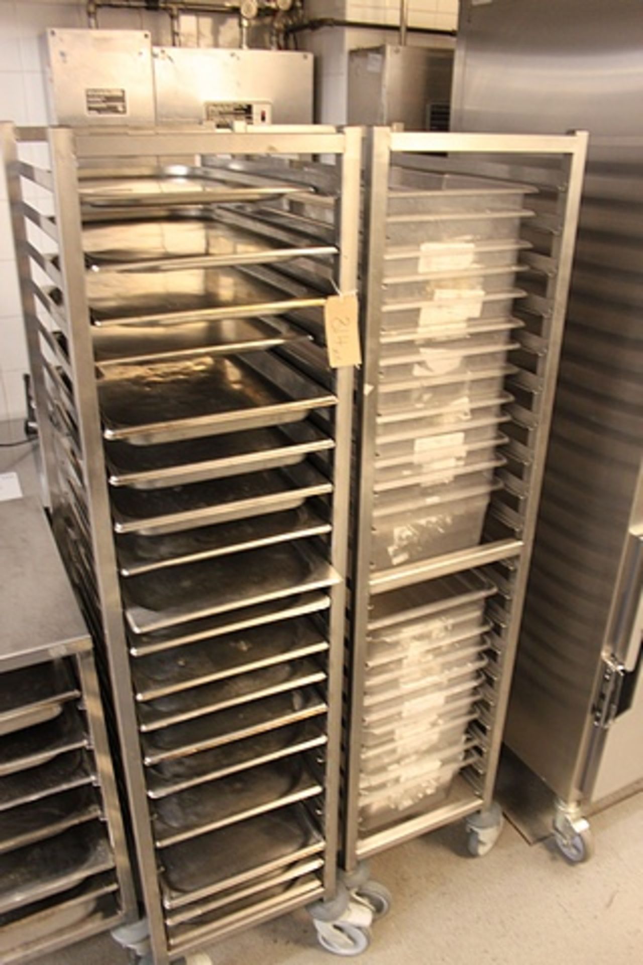 2 x Stainless steel mobile rack 20 tiers 380mm x 580mm x 1650mm