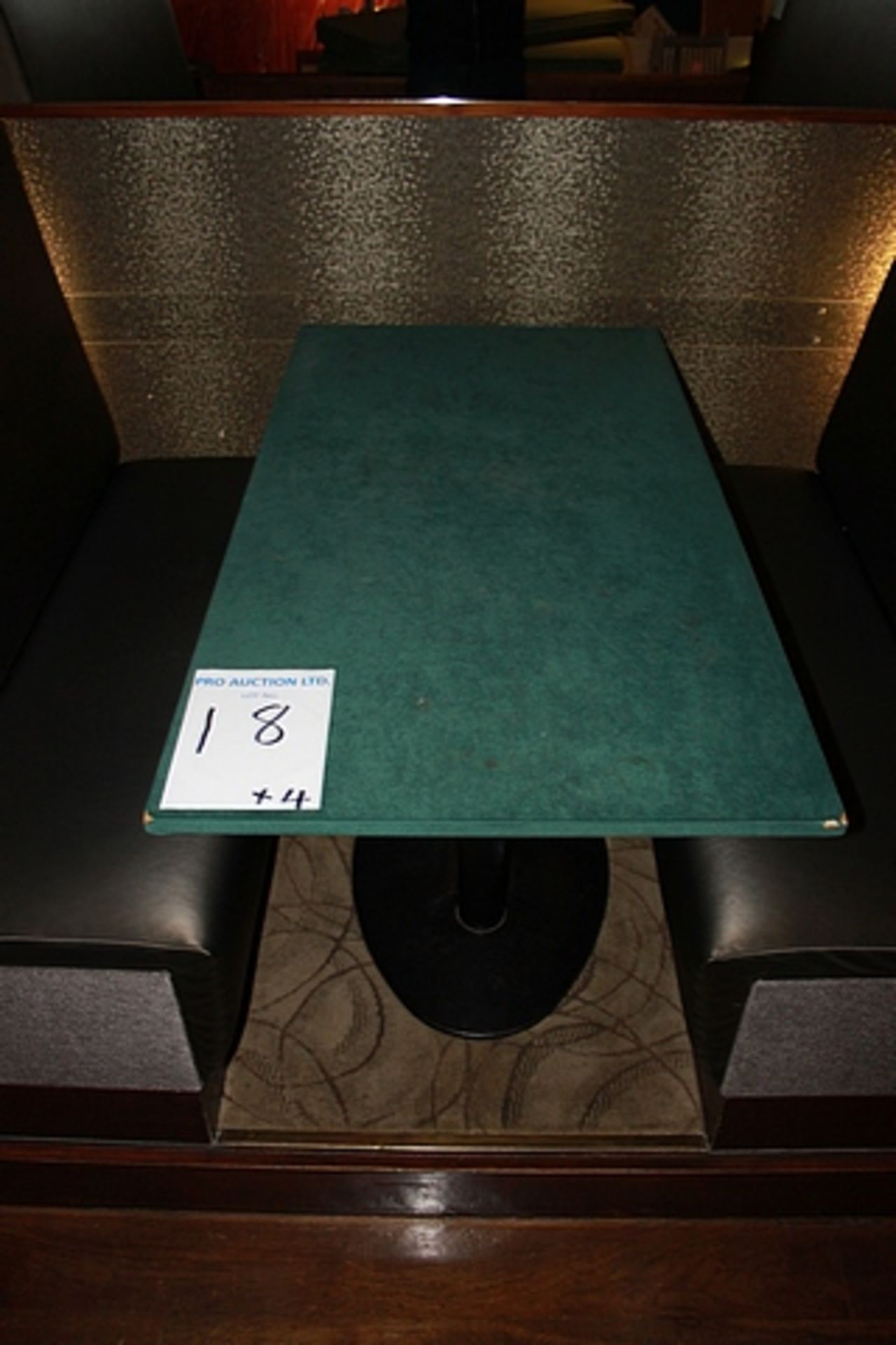 4 x Oblong dining table baize green top twin pedestal cast metal base 1270mm x 660mm x 750mm