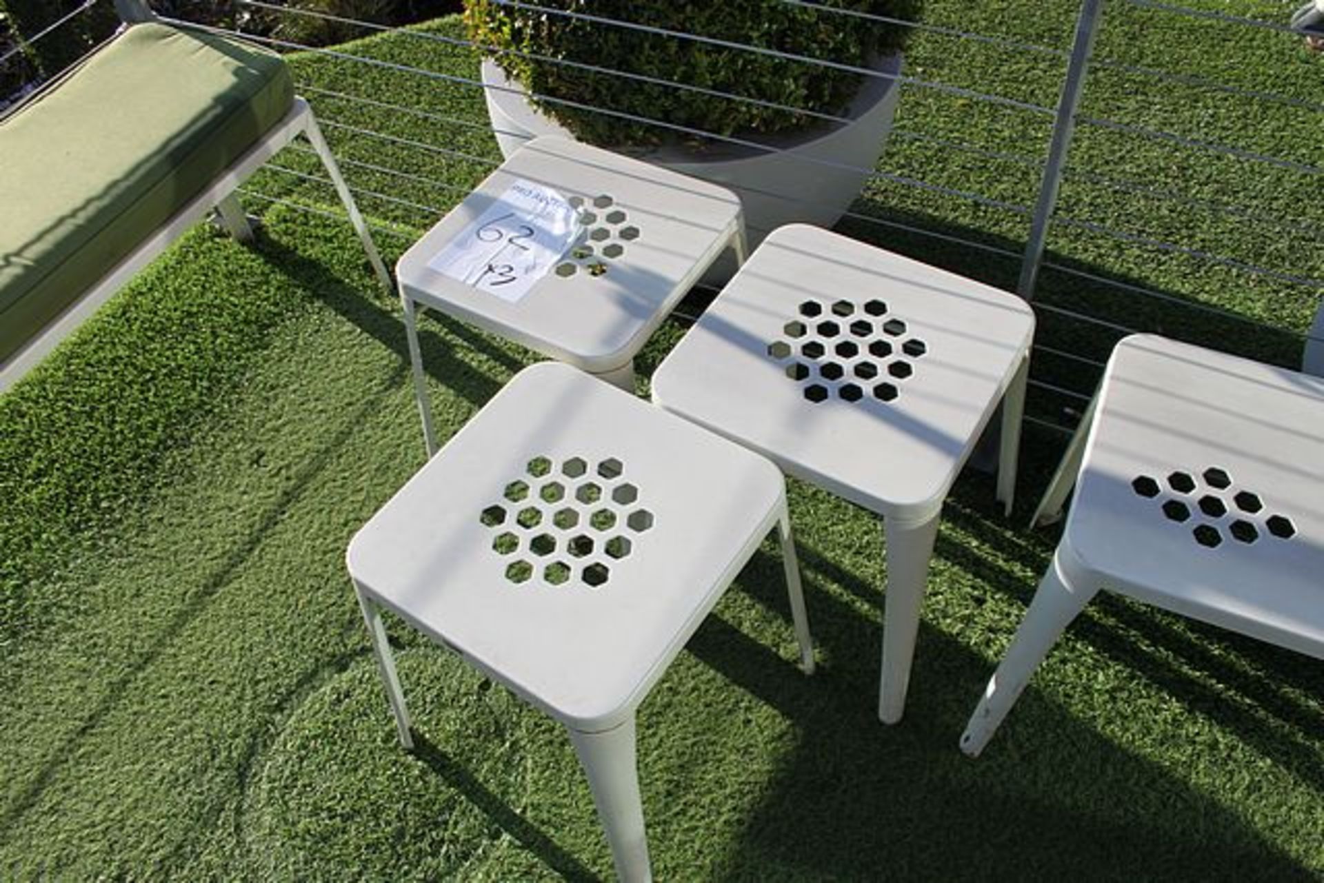 3 x EMU powder coated seat with cushion 370mm x 370mm x 350mm