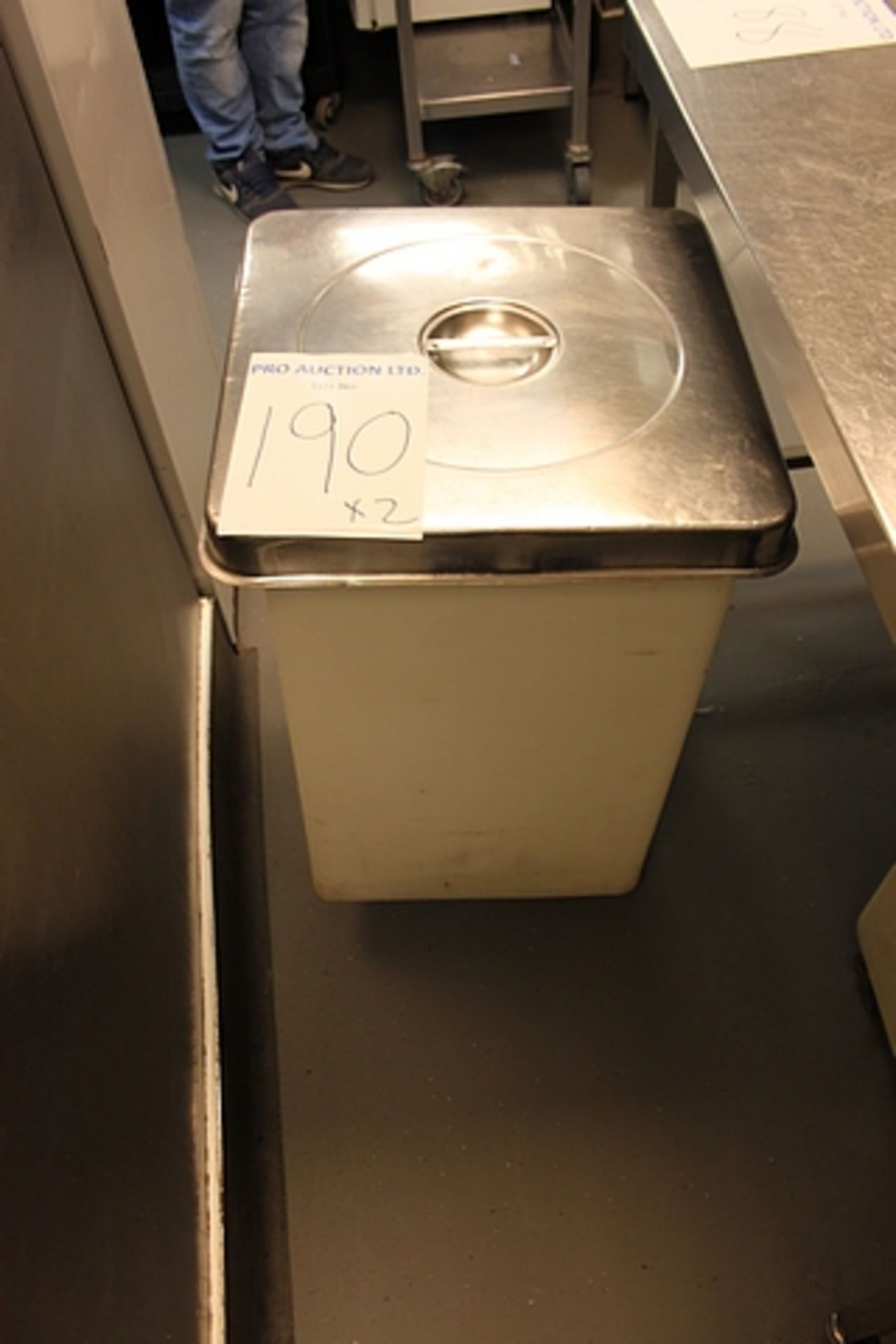 2 x mobile ingredient bins 460mm x 460mm x 750mm