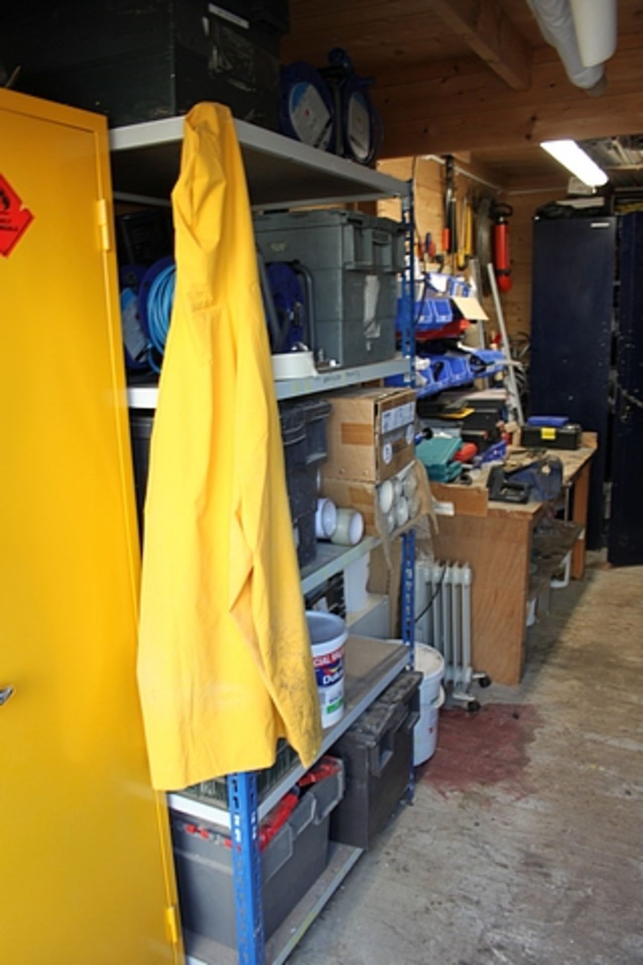 Contents of workshop as lotted generally comprising of metal storage and chemical flamable cabinets, - Image 2 of 6