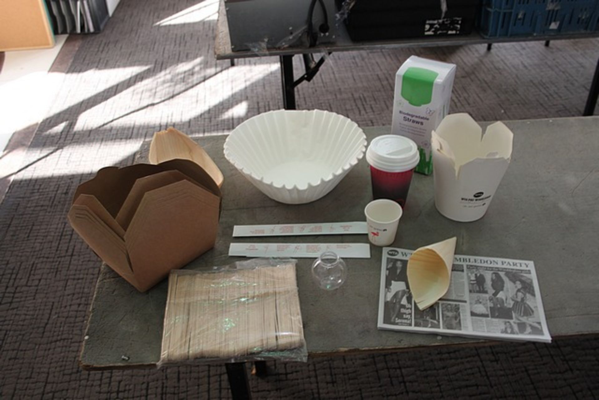 Job lot a large quantity of disposables paper cups, food holders, chopsticks, paper cones etc. as - Image 2 of 2