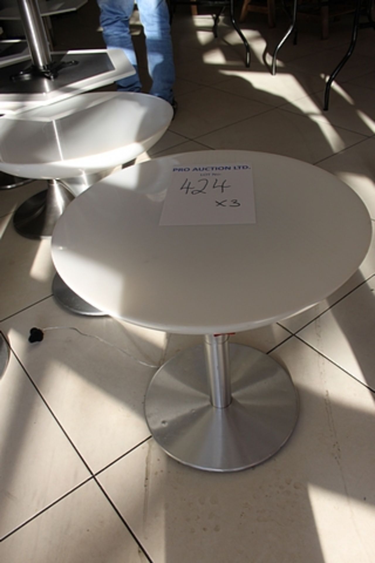 3 x Moree Lounges illuminated side table on stainless base 500mm x 500mm tall