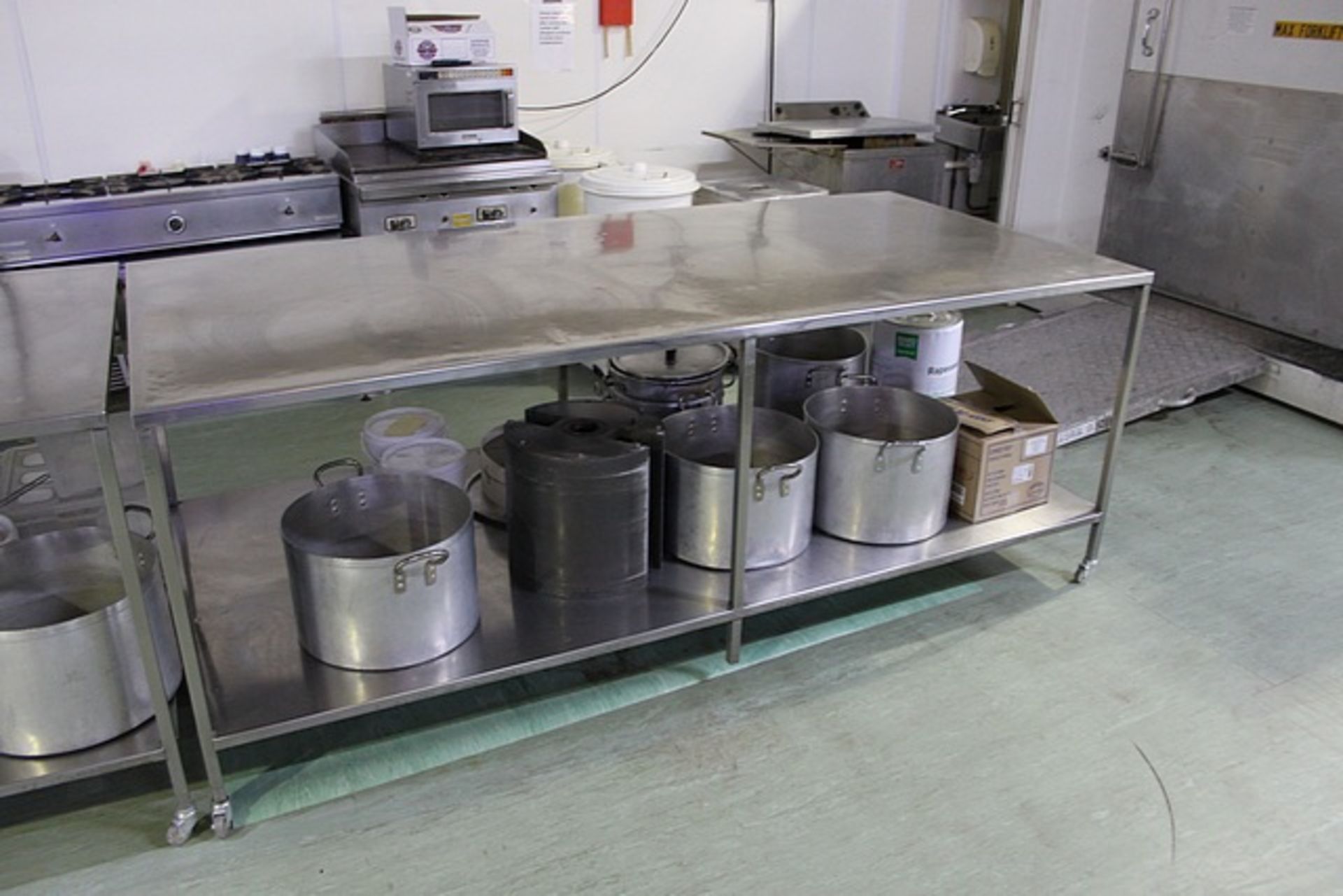 Stainless steel mobile preparation table with undershelf 2360mm x 1150mm