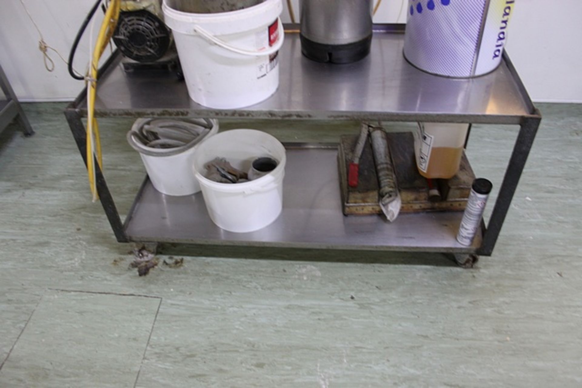 Stainless steel low level mobile trolley table 1200mm x 500mm