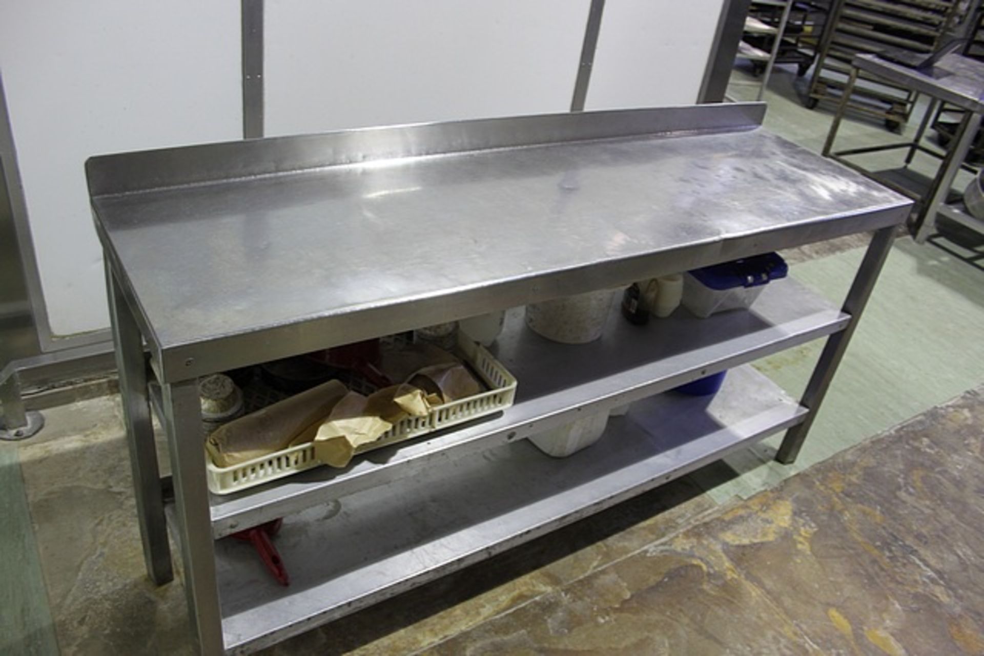 Stainless steel preparation table with upstand and 2 x shelves 1830mm x 540mm