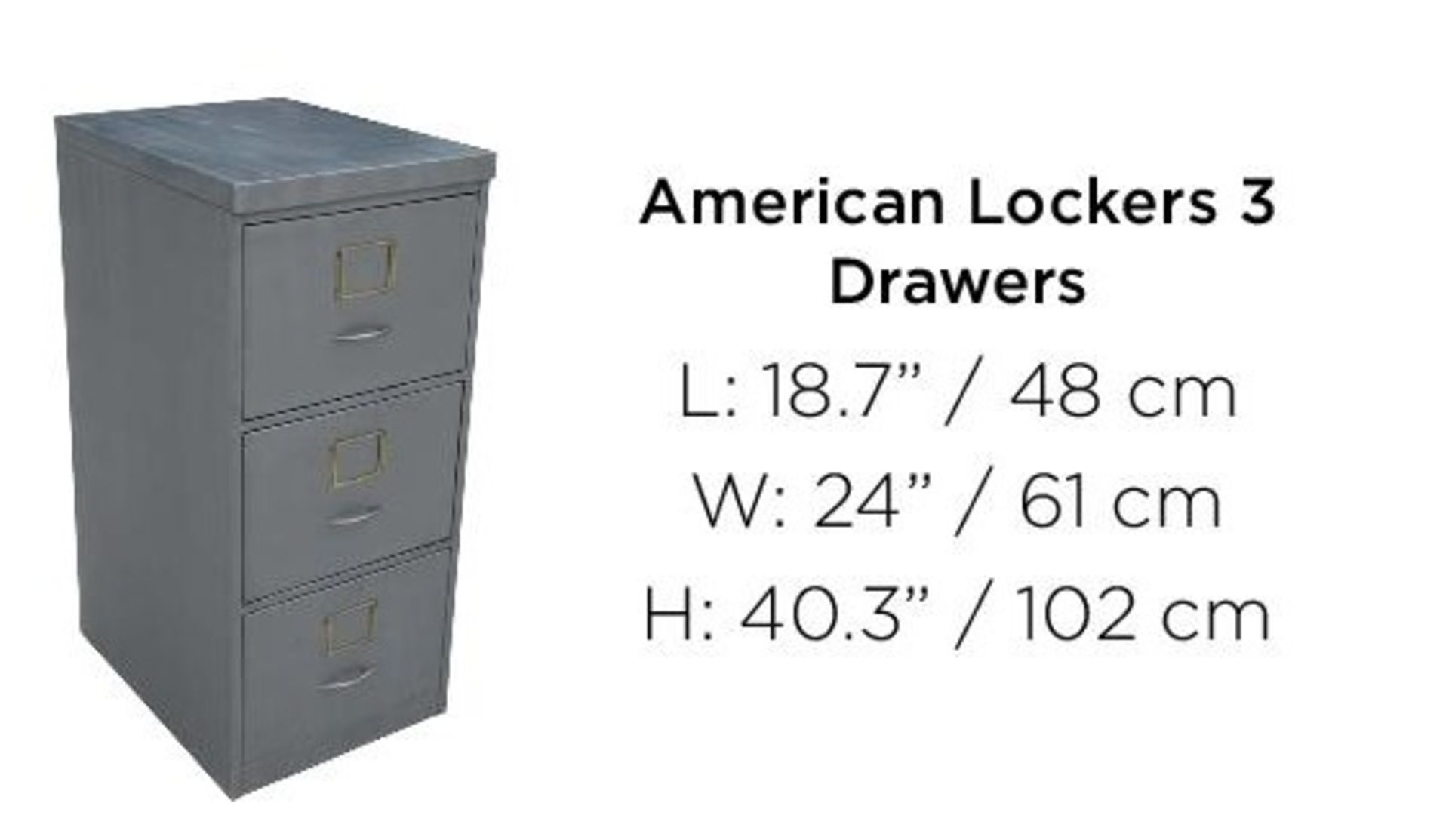 American Lockers 3 Draw-Buff Steel 47 5x61x102 4cm RRP £960