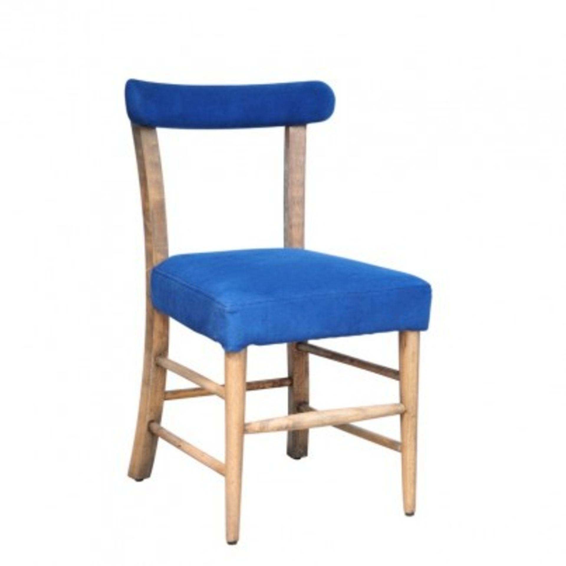 Refectory Dining Chair Blue Upholstered & Oak 51 X 57 X 87