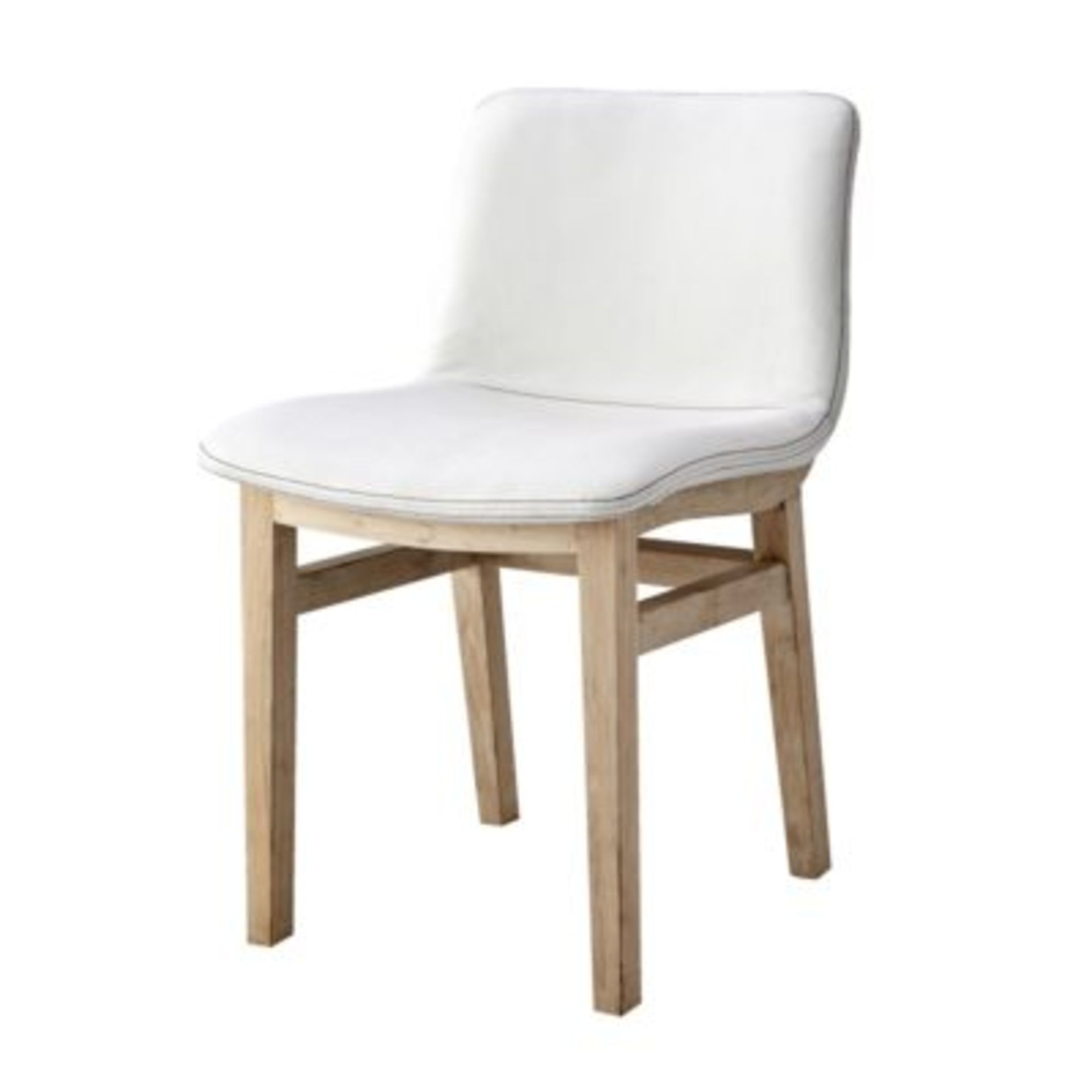 Bleu Nature F293 Cocoon Dining Chair With Double Stitching Pebble White Leather & Brown Nibbed Oak