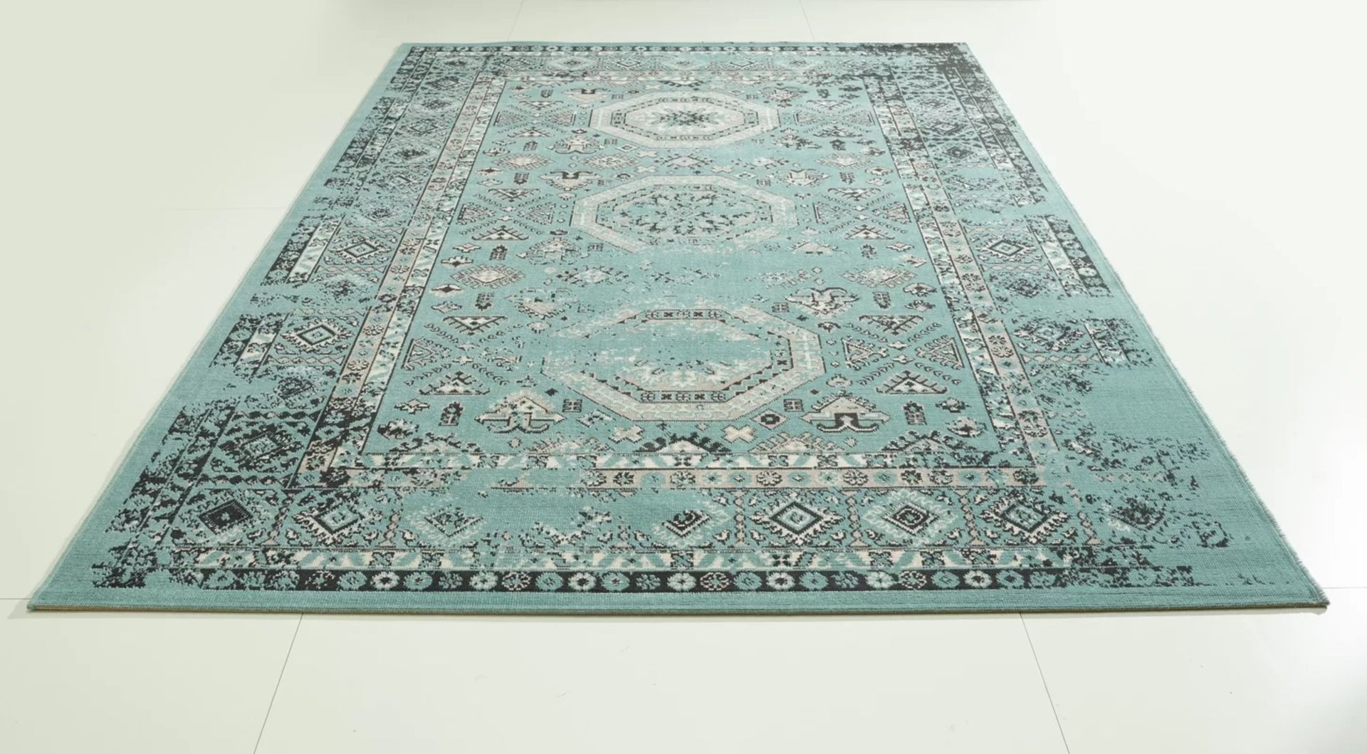 Vintage Turquoise Woven Area Rug 140cm W x 200cm L - Image 2 of 2