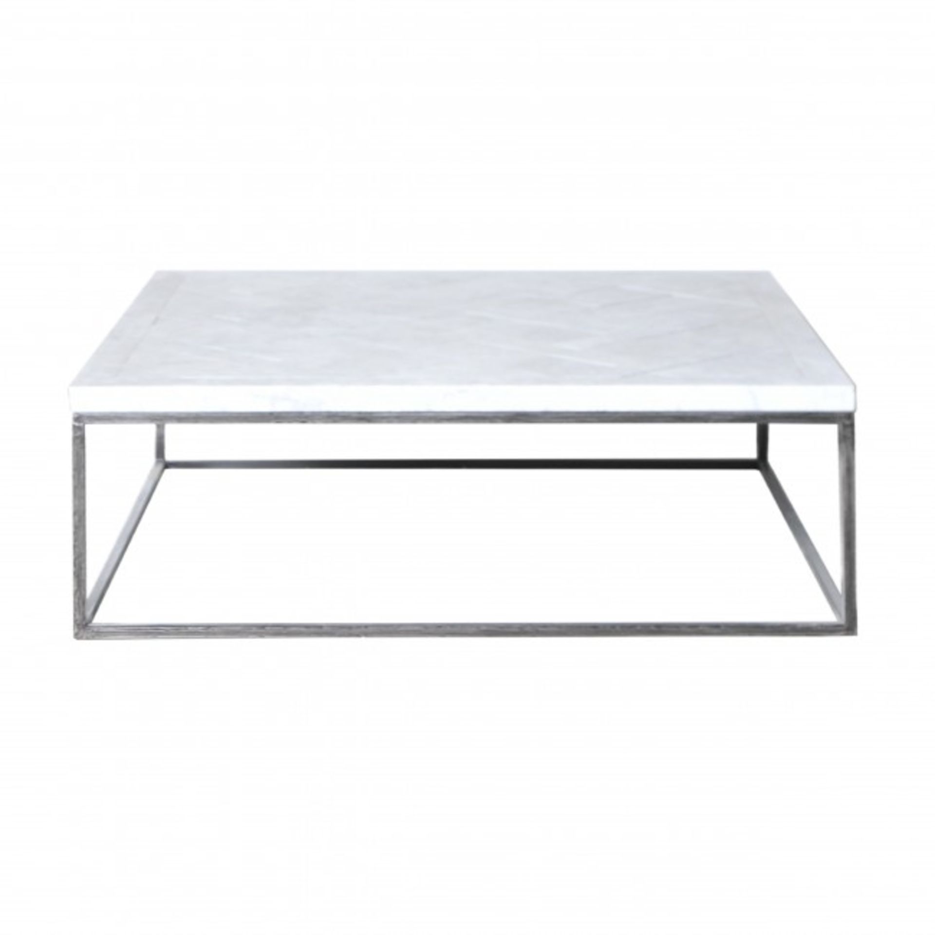 Versailles Square Coffee Table 123x123cm Marble White Honed & Iron 122 9 x 122 9 x 40cm RRP £1835