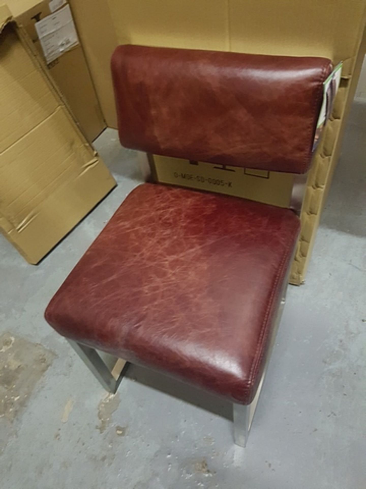 Modern Dining Chair-Library Red & Brushed Steel 46 x 56 x 80cm