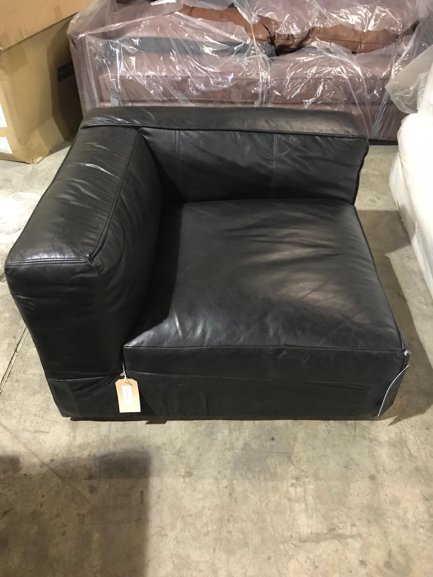 Tribeca Corner Sofa 1 Seater in Old Saddle Black Leather 100 X 109 X 65cm (1133/TSTOCK)