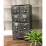 Industrial Vintage Gun Barrel Grey 8 Drawer Cabinet 31 X 90 X 60cm