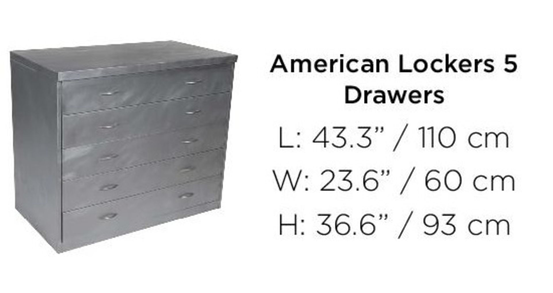 American Lockers 5 Draw-Buff Steel 110x60x93cm RRP £1325