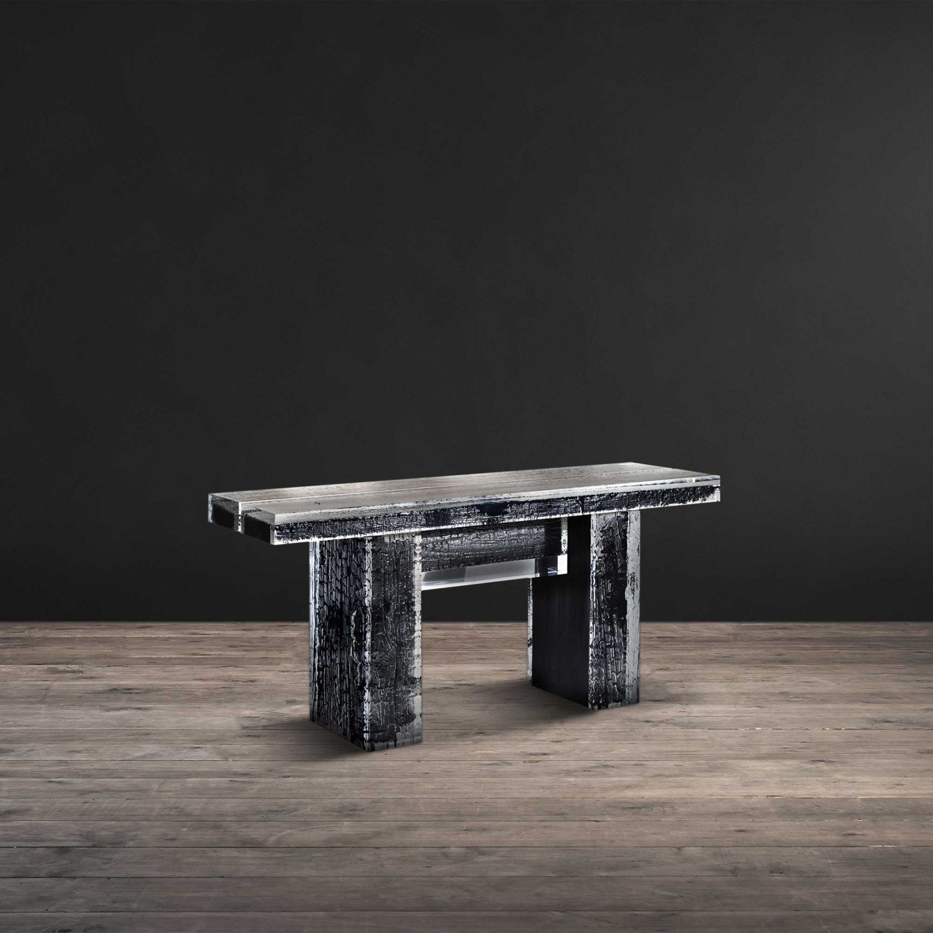 Glacier Console-Burnt Wood & Acrylic 180 x 49 5 x 83cm RRP £8425