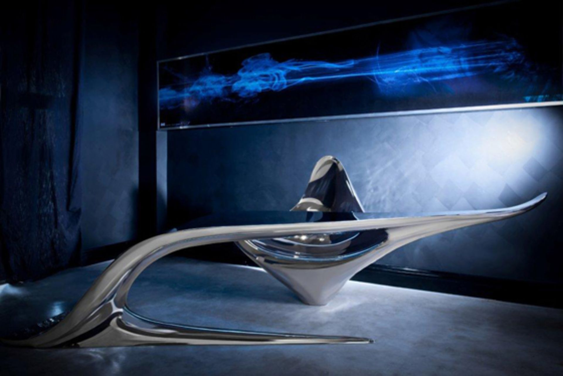 Micheal Yeung Design Menace Desk Shiny Steel 325 x 145 x 115cm This is a limited Edition Piece by