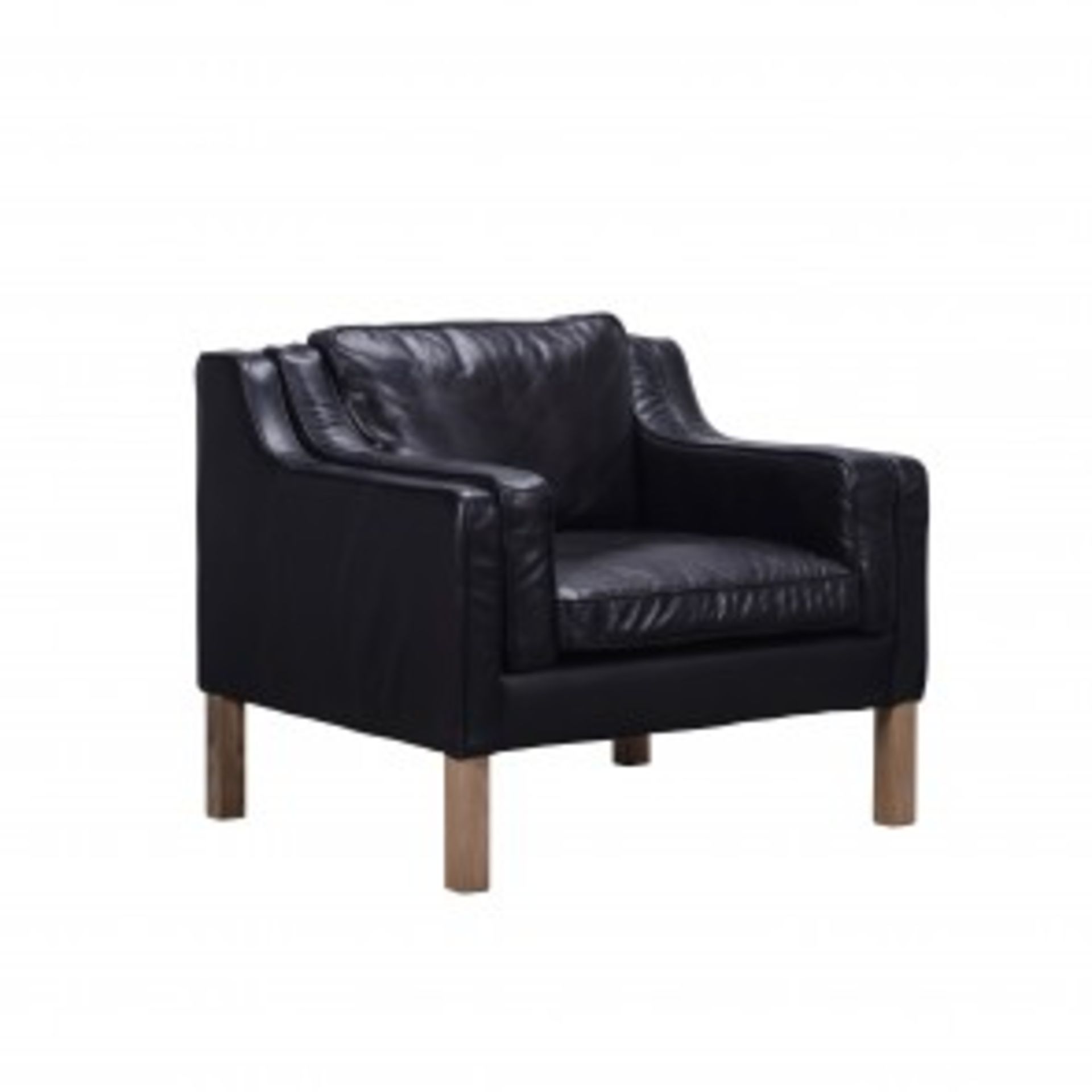 Imesh Sofa 1 Seater Ride Black Leather And Weathered Oak 88 X 79 X 88cm