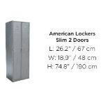 American Lockers Slim 2 Doors Buff Steel 66 6 x 48 x 190cm RRP £960