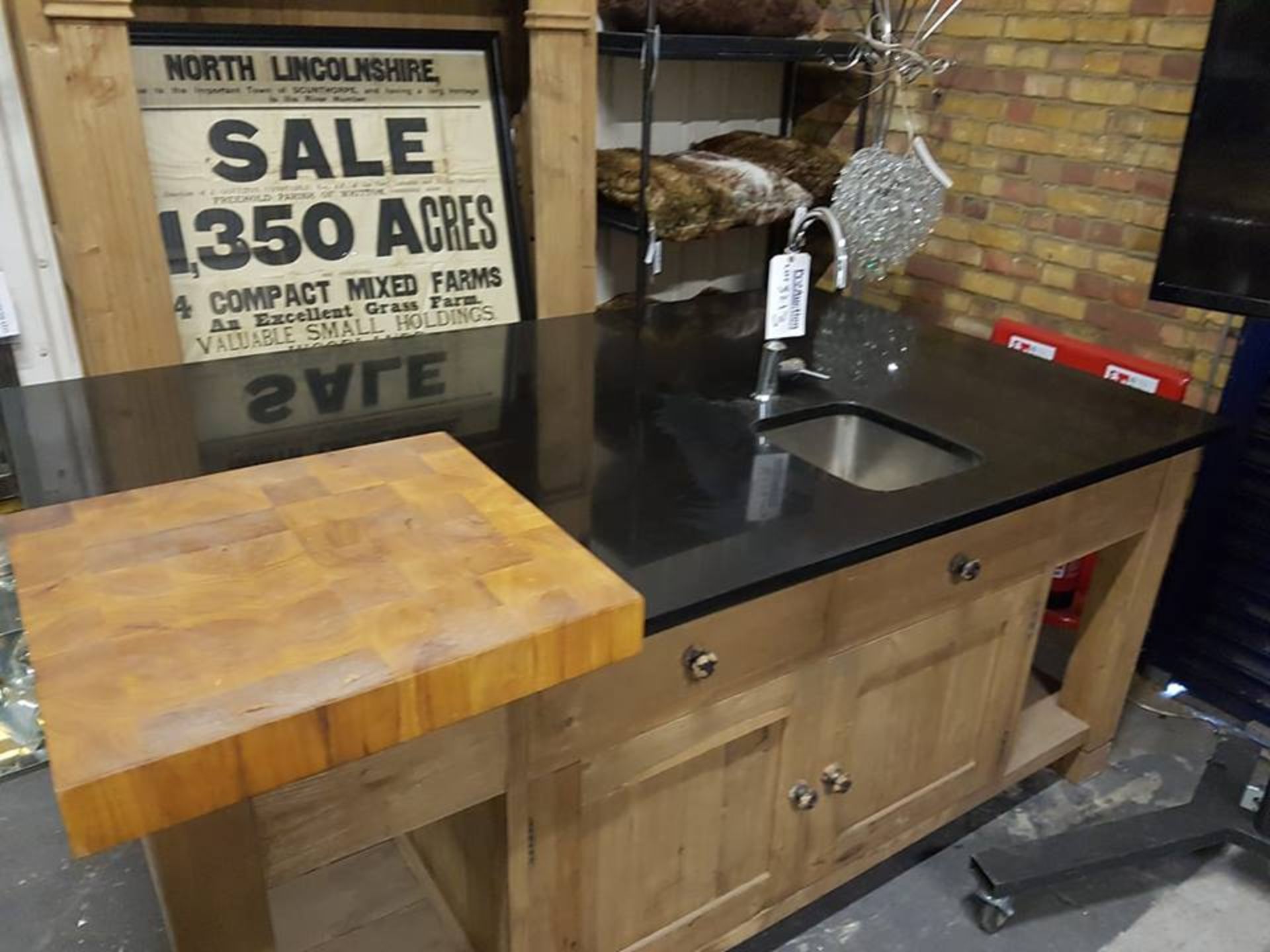 Island Kitchen Genuine English Reclaimed Timber And Black Marble Top T-Kit-Ki-0003z Feature - Image 2 of 5