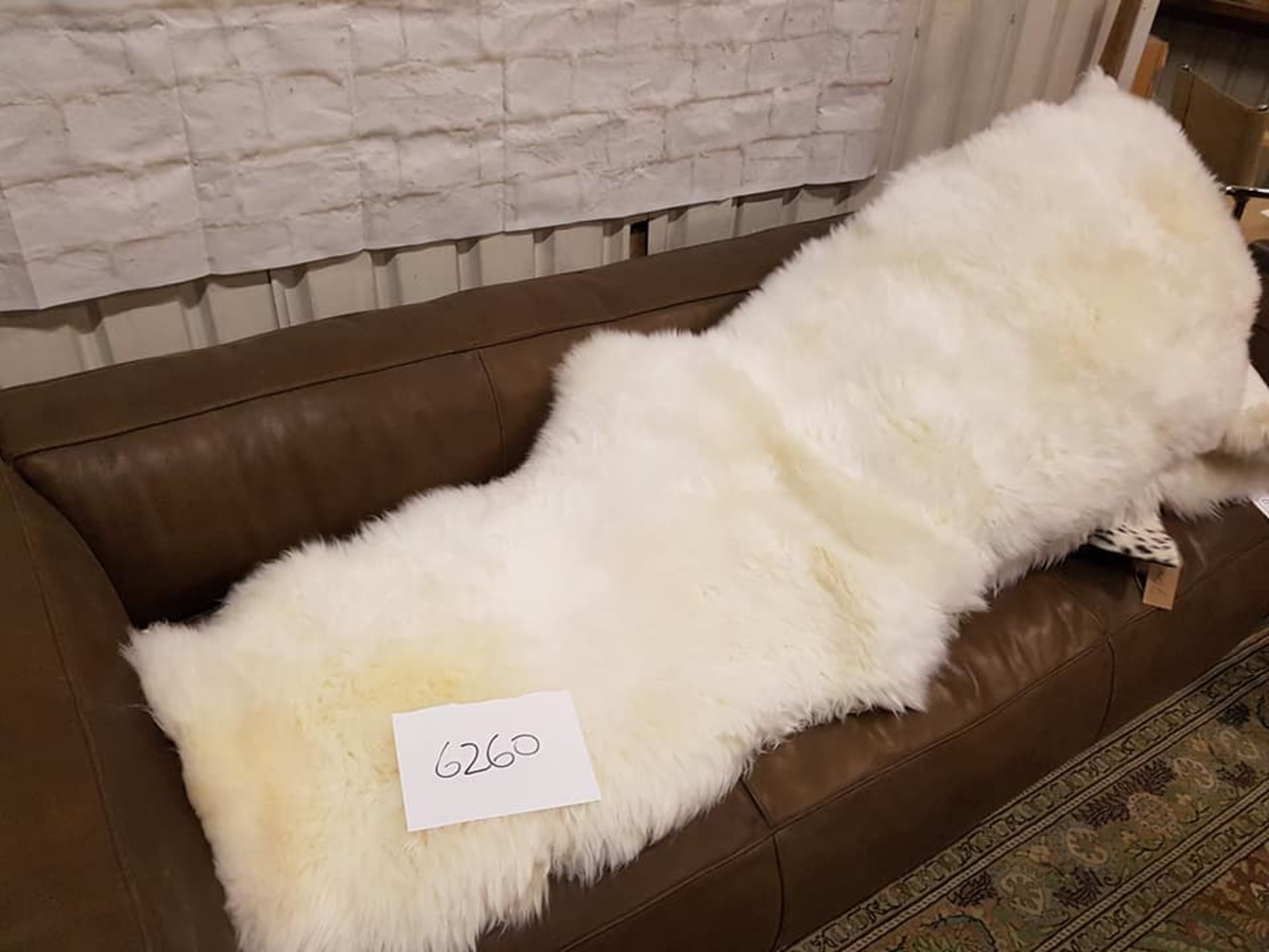 White Natural 100% Sheepskin Pelt / Rug 2m x 750mm