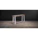 Tracks Console With Tempered Glass Top 183 X 50 X 91cm Using Reclaimed Railway Sleepers, Our