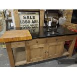 Island Kitchen Genuine English Reclaimed Timber And Black Marble Top T-Kit-Ki-0003z Feature