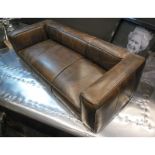 Mini Tribeca 3 Seater Sofa in Viintage Cigar Leather 62 x 31 x 20cm RRP £305