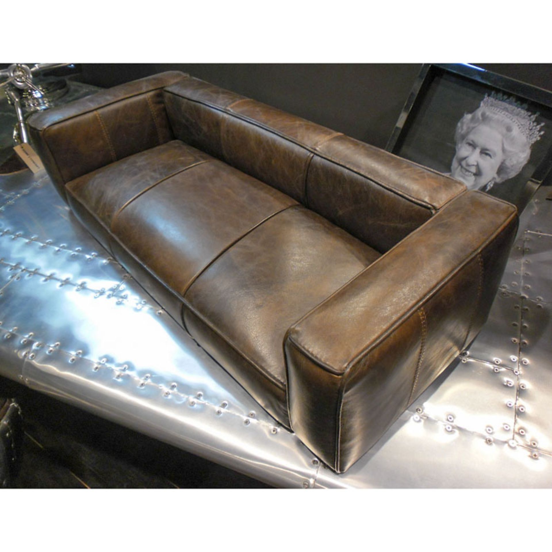 Mini Tribeca 3 Seater Sofa in Viintage Cigar Leather 62 x 31 x 20cm RRP £305
