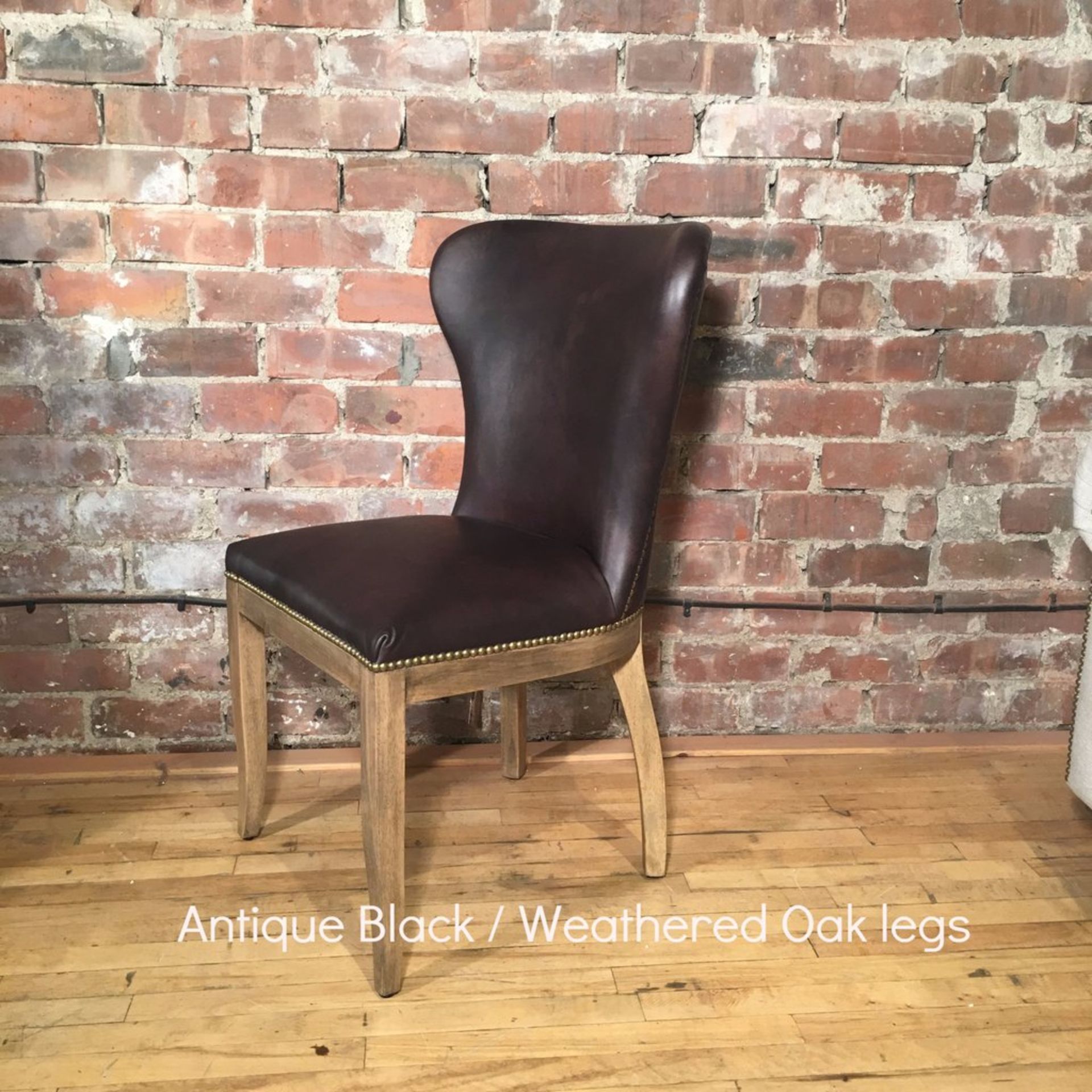 Richmond Dining Chair Destroyed Black Leather And Weathered Oak The Richmond Dining Chair Is A