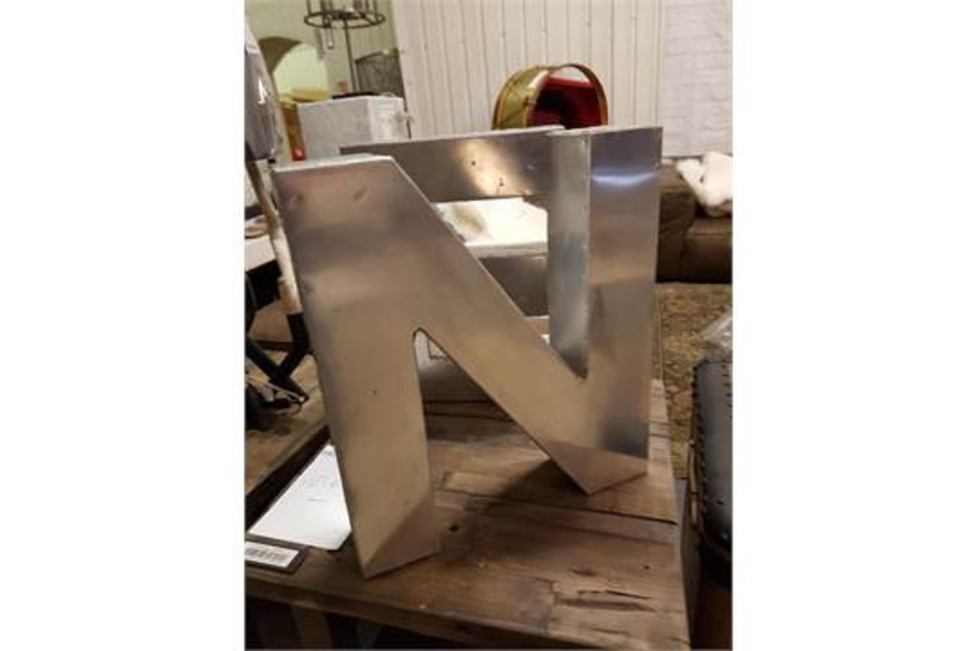 Letter - N Aero Handcrafted In A Slightly Distressed Aluminium Finish