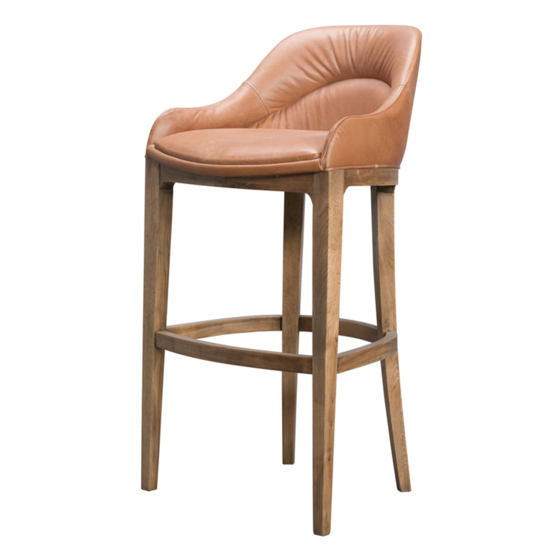 Caza Barstool Compact Barstool Retro Sand Leather And Weathered Oak A Mix Of A Modern Seat Shape And