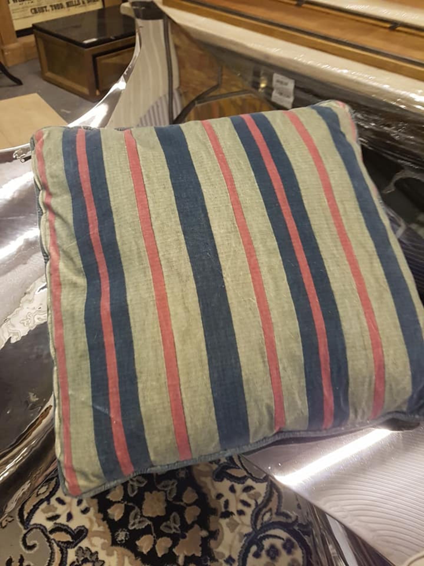 2 x Soft Velvet Striped Cushion 57cm RRP £160