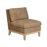 Bleu Nature Comoc Prof Sofa – 1 Seater Cheyen Leather With Brown Nibbed Oak Frame And New Stitch –