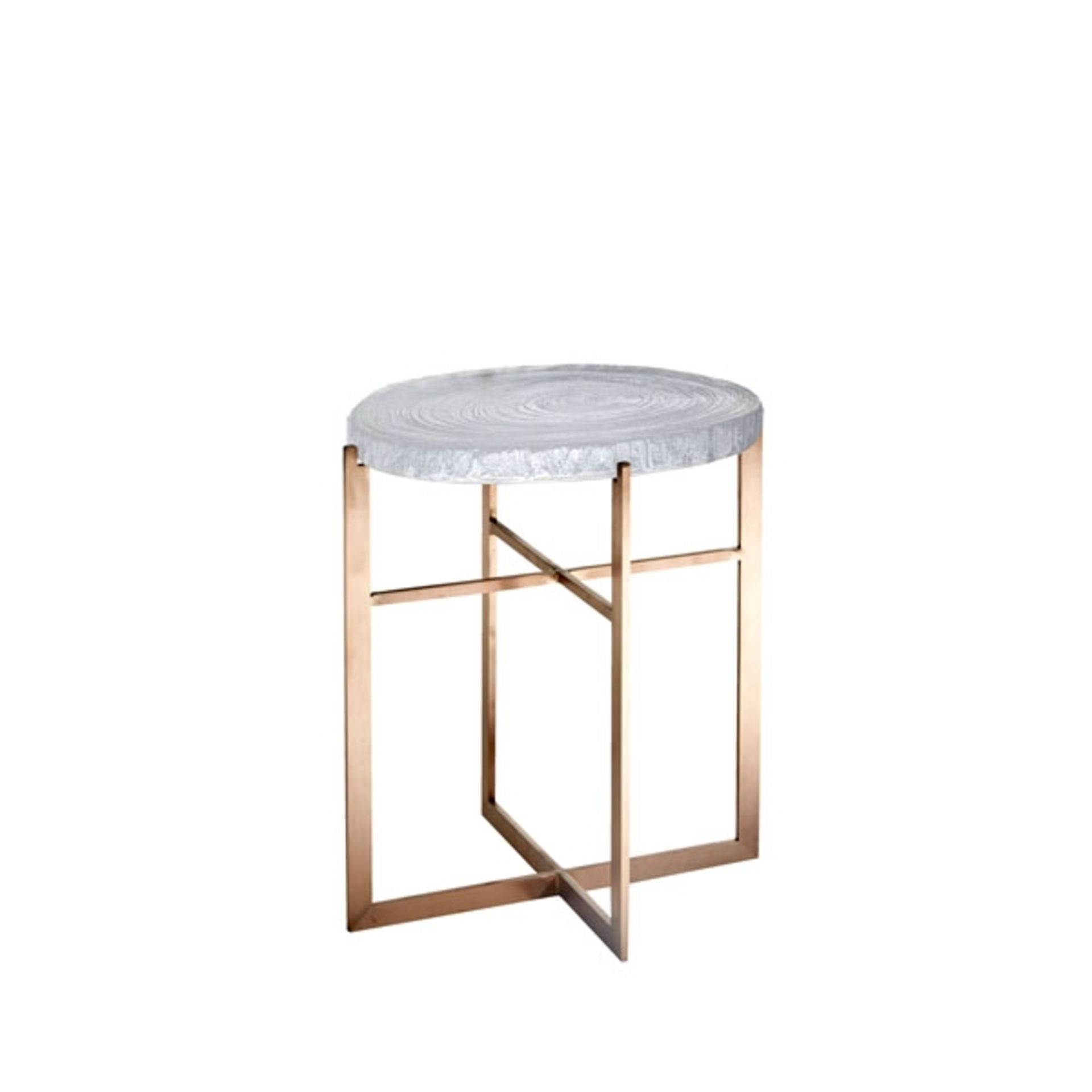F319 Tawa Side Table(Tall) 35x30x40cm-Glass & Brushed Copper
