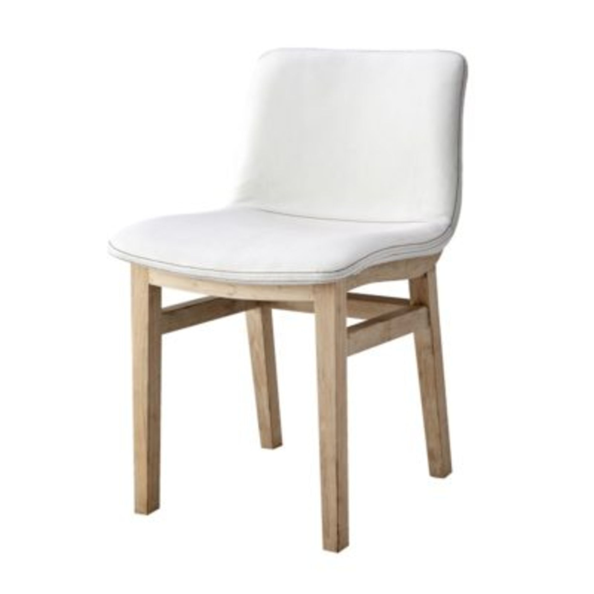 Bleu Nature F293 Cocoon Dining Chair With New Stitching Pebble White Leather & Brown Nibbed Oak 49 x