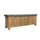 Kitchen Base Unit 2 4m Marble Honed & Genuine English Reclaimed Timber 248 x 64 x 76cm RRP £4855