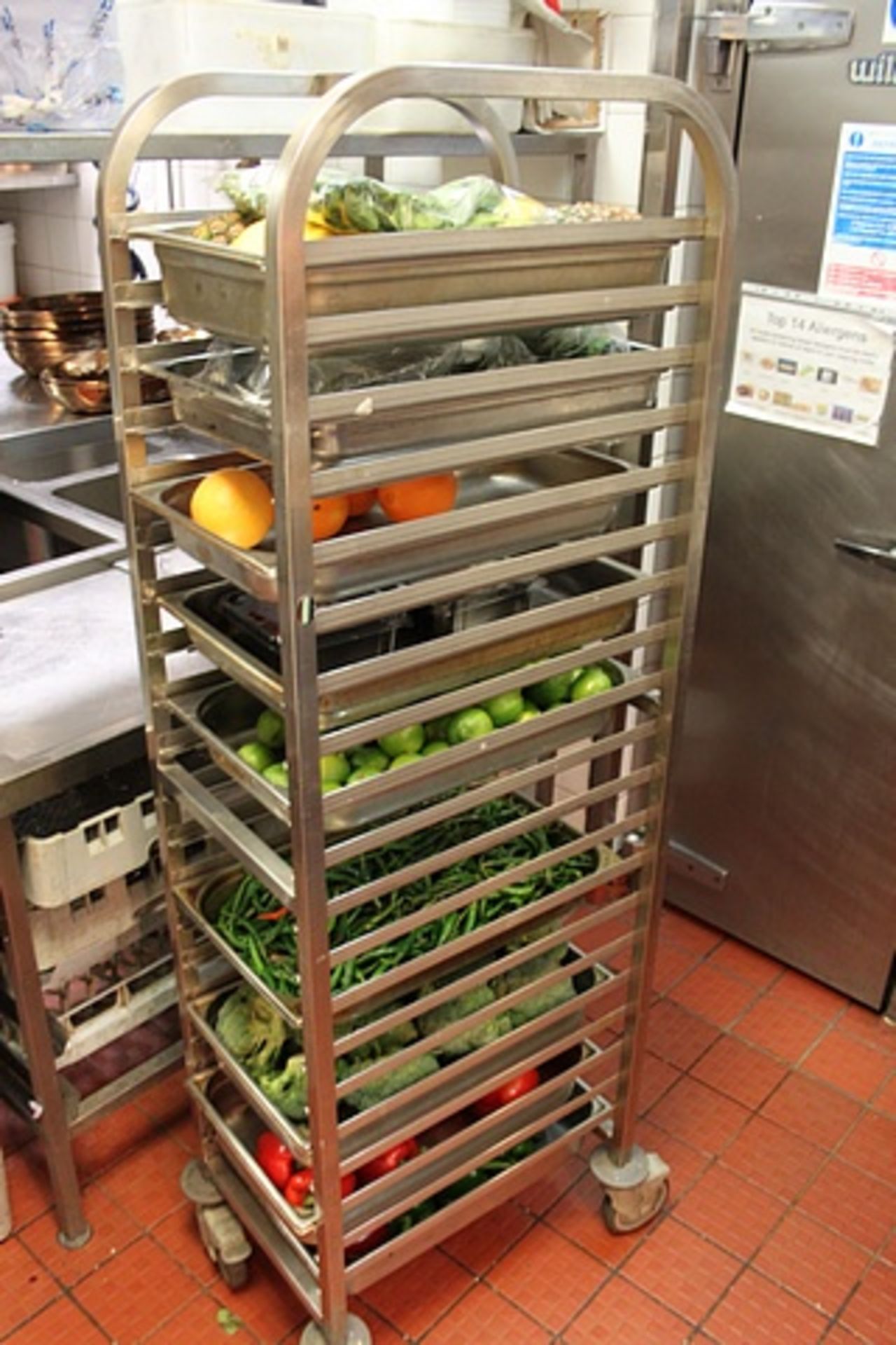Gastronorm Trolley stainless steel mobile 20 Tier 1 1GN 320mm x 600mm x 1730mm