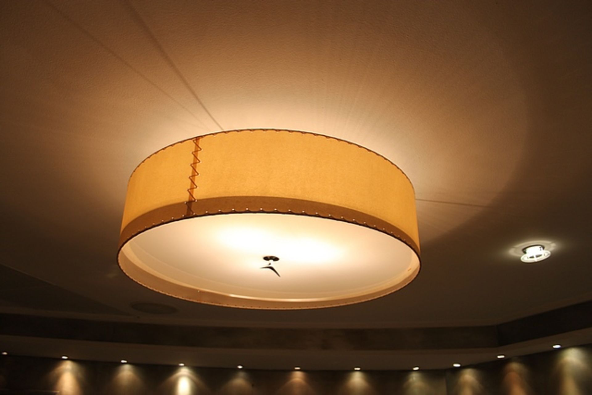 6 x semi flush mount drum ceiling laps 800mm diameter x 280mm deep in natural shade