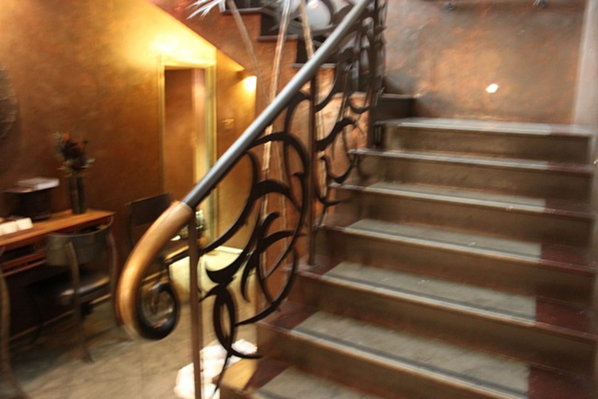 Balustrade staircase railing 2.4m x 2.4m curved to match staircase constructed of metal with