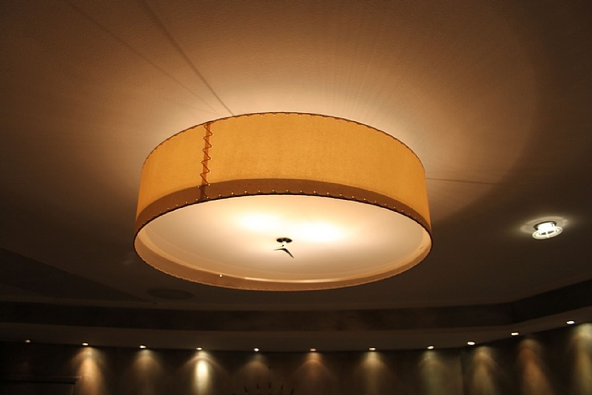 6 x semi flush mount drum ceiling laps 800mm diameter x 280mm deep in natural shade - Image 2 of 2