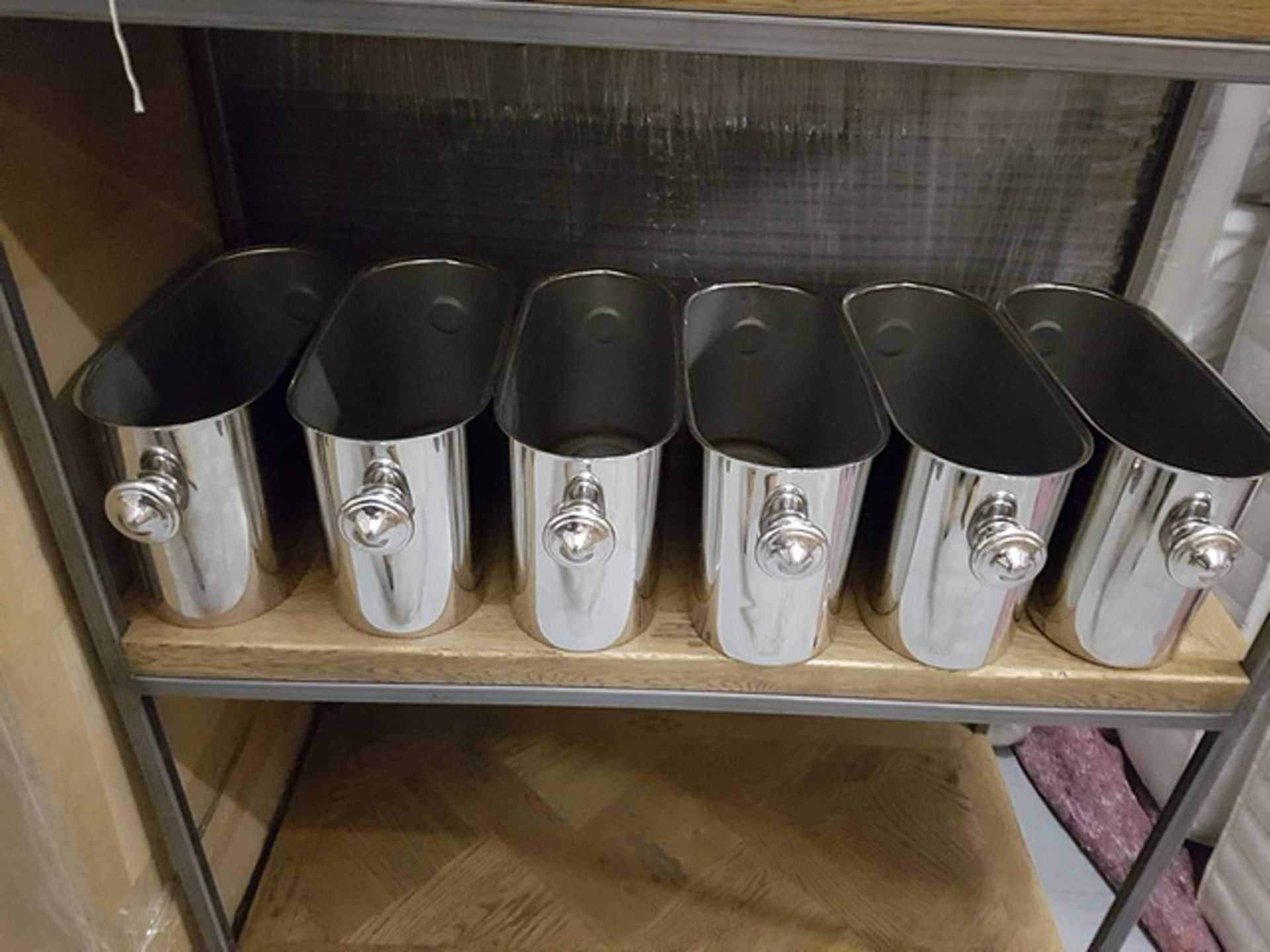 6 x Champagne stainless steel buckets