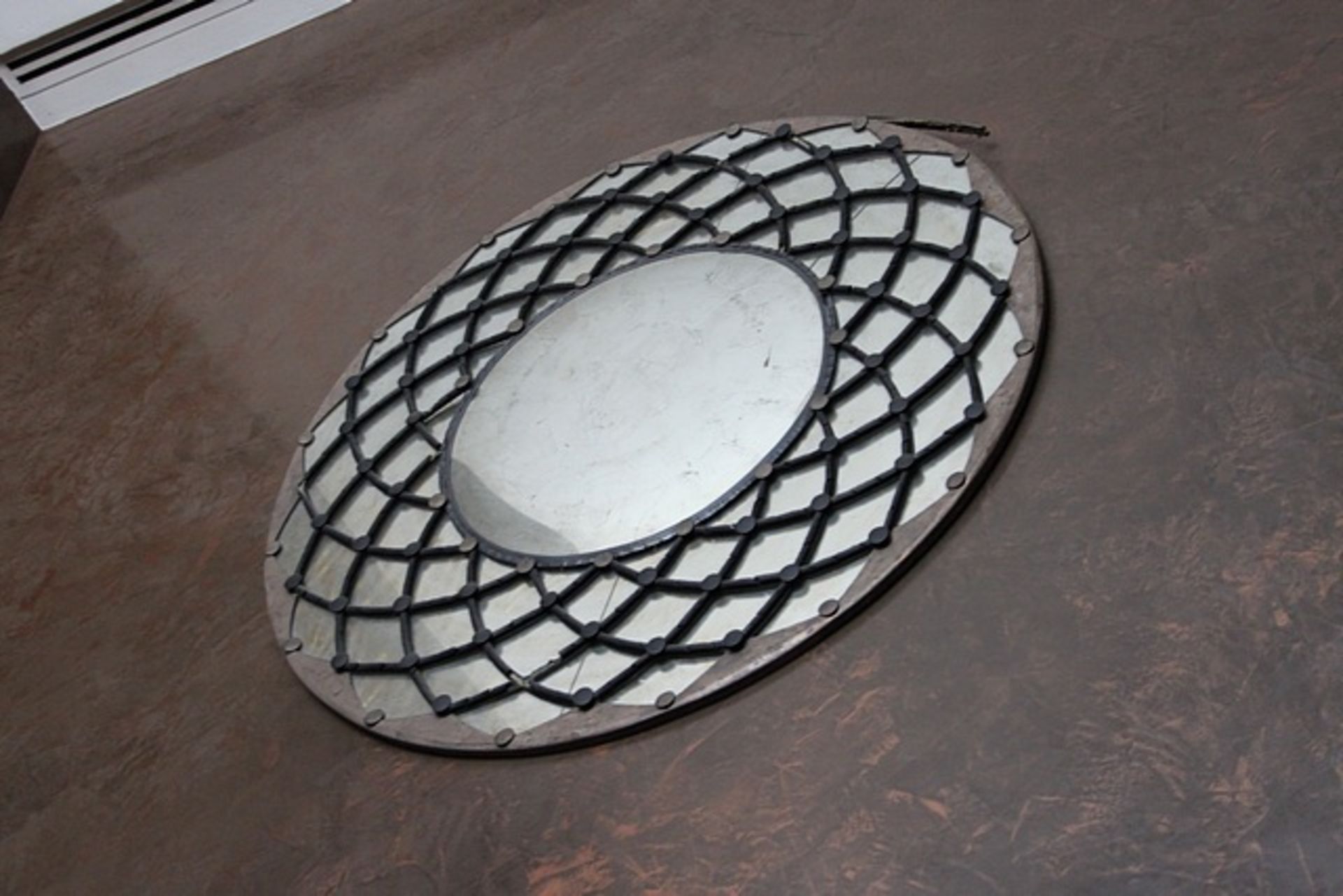 Ornate wall mirror distressed glassapproxmately 1m diameter