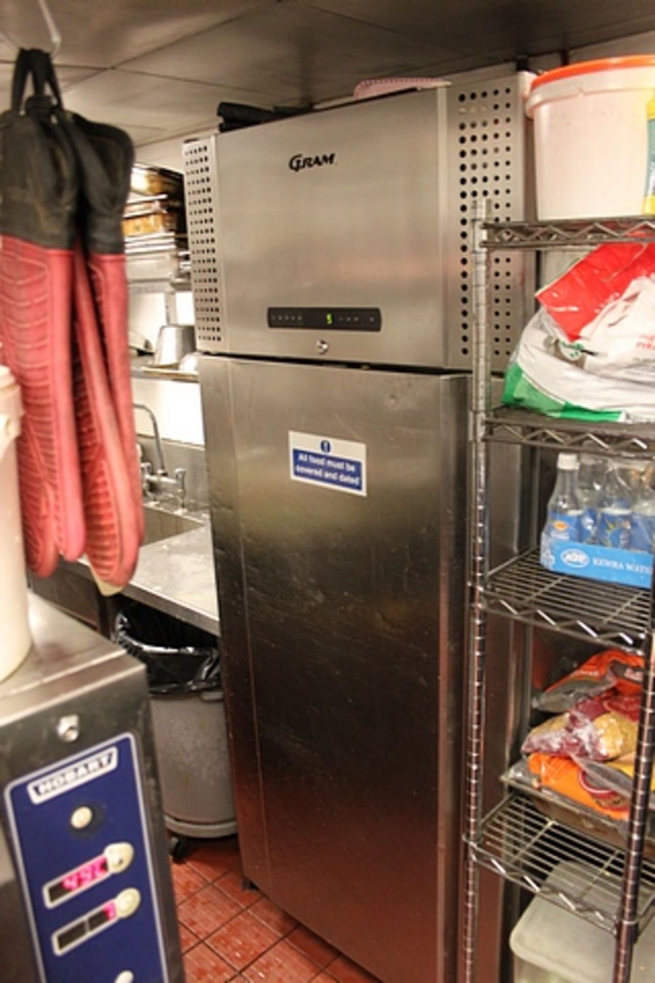 Gram stainless steel upright refrigerator approximately 600 litre capacity temperature range +2