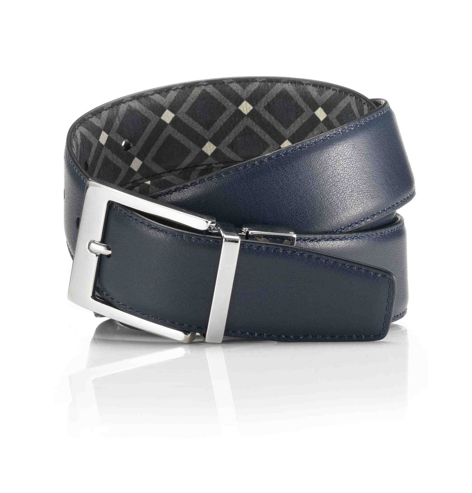 SCUOLA DOUBLE SIDED BELT DOUBLE SIDED BELT Venice Navy RRP £145.00 With the reversible belt